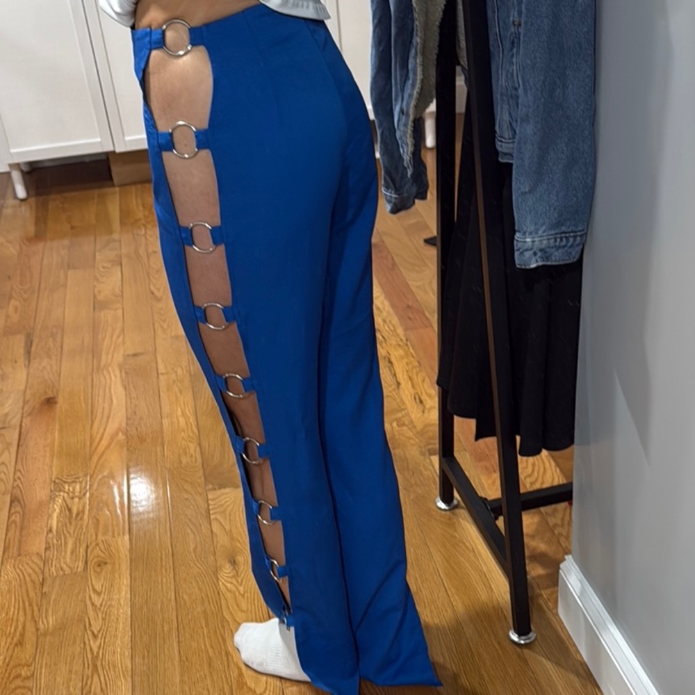 Pretty little thing Stylish Blue Women's Pants with Side Cutouts